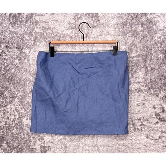 Reformation Top XL Womens Chambray Blue 100% Linen Tube Strapless - Picture 1 of 4